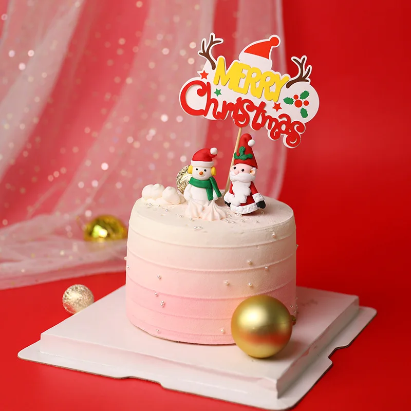 Рождественские украшения торта топперы лося колокольчик мультфильм DIY