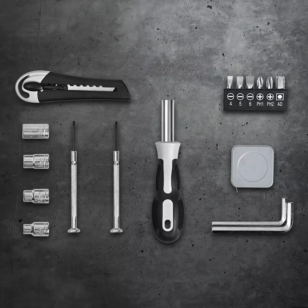 

xiaomi Alloy steel forged portable lamp toolbox household maintenance essential and durable screwdriver Tape measure wrench