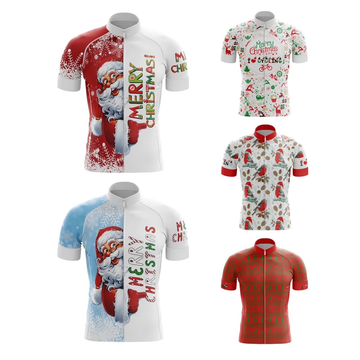 

HIRBGOD Summer Breathable Sweat-Absorbent Short-Sleeved Sports Shirt Christmas Series Men's Cycling Jersey,TYZ349-01