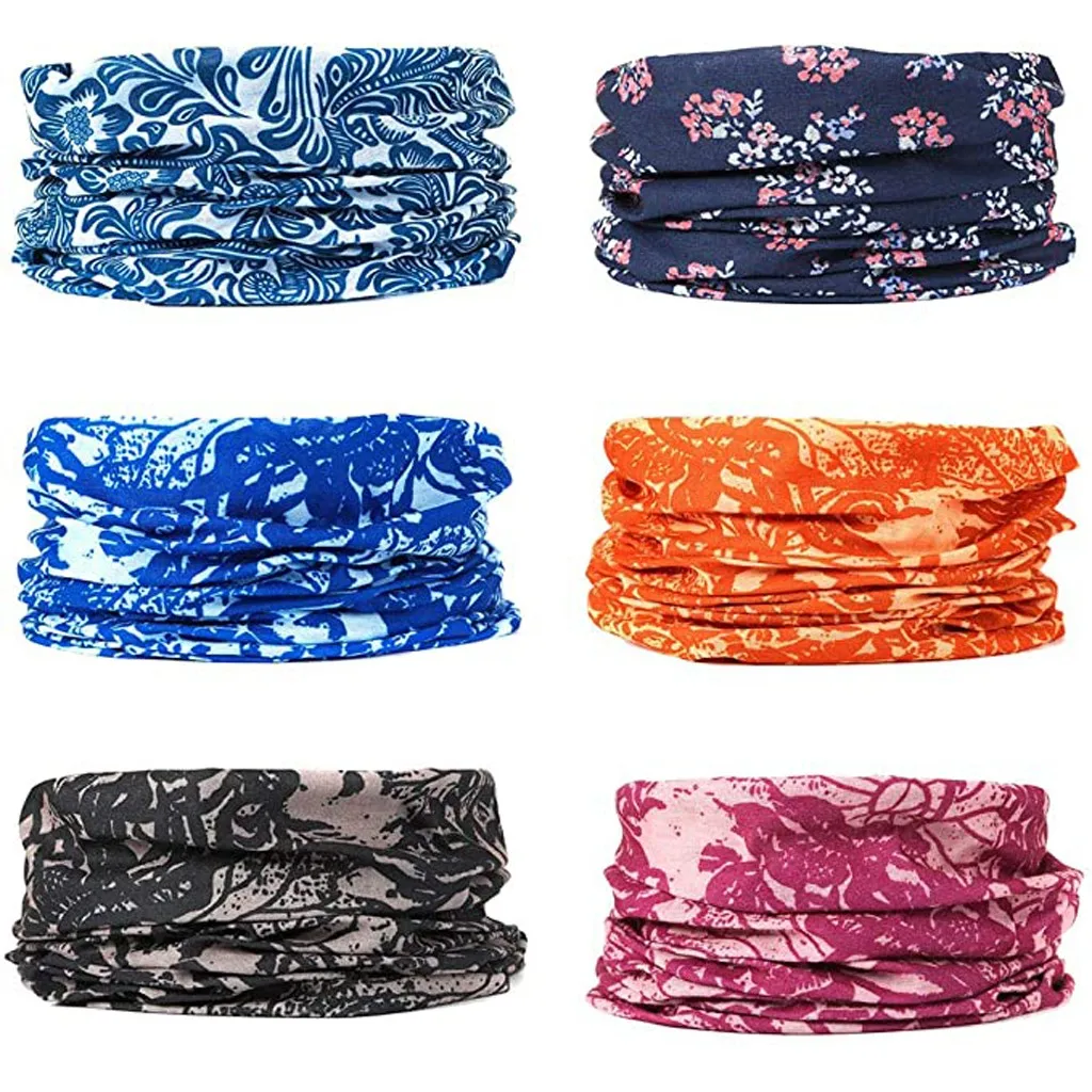 

6PC Unisex Headband Scarf Headwrap Neckwarmer Riding Mask Seamless Bandana Multifunction Masks Reusable Washable Outdoor Mask