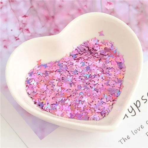 Laser pink purple Ультратонкая 3 мм Бабочка с блестками Лазерная блестка для ногтей пайетки ЭО-дружественная блестка из ПЭТ для ногтей искусство свадебное украшение 8 г - Цвет: Laser pink purple