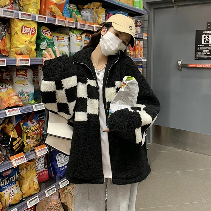 

Пальто из имитации овечьей шерсти женская зимняя одежда из хлопка утепленная Новинка 2021 просторная хлопковая одежда бойфренда для ленивых