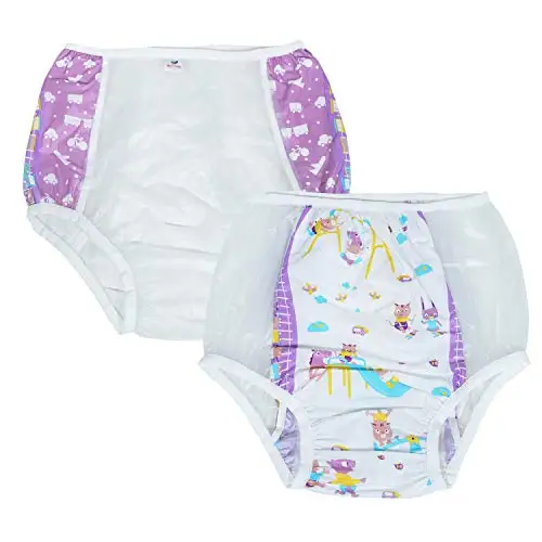 2PCS Dadious abdl adult baby pants incontinence elastic band plastic reusable DDLG PVC men's underwear Red diapers XL | Мать и