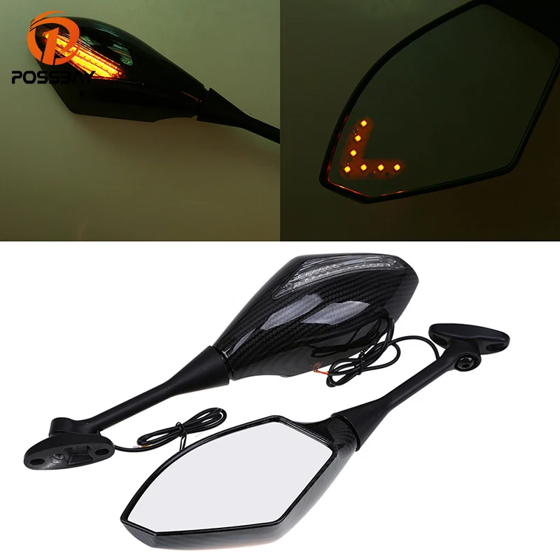 

POSSBAY Motorcycle LED Mirror With Turn Signal Light For Honda CBR600RR 2003-2008 CBR1000RR 2004-2008 Motorcycle Rear Rearview