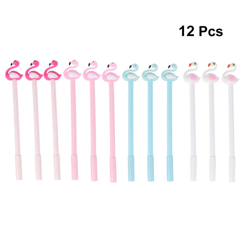 

12pcs Creative Neutral Pen Student Exam Black Pen Sign Pen Office Stationery Cartoon Writing Pen