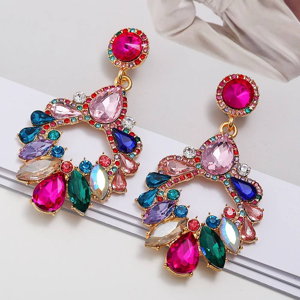 

Vintage Earrings for Women Luxury Earring Colorful Clear Crystal Fairy Charm Fashion Jewelry Party Paired Pendants Accessories
