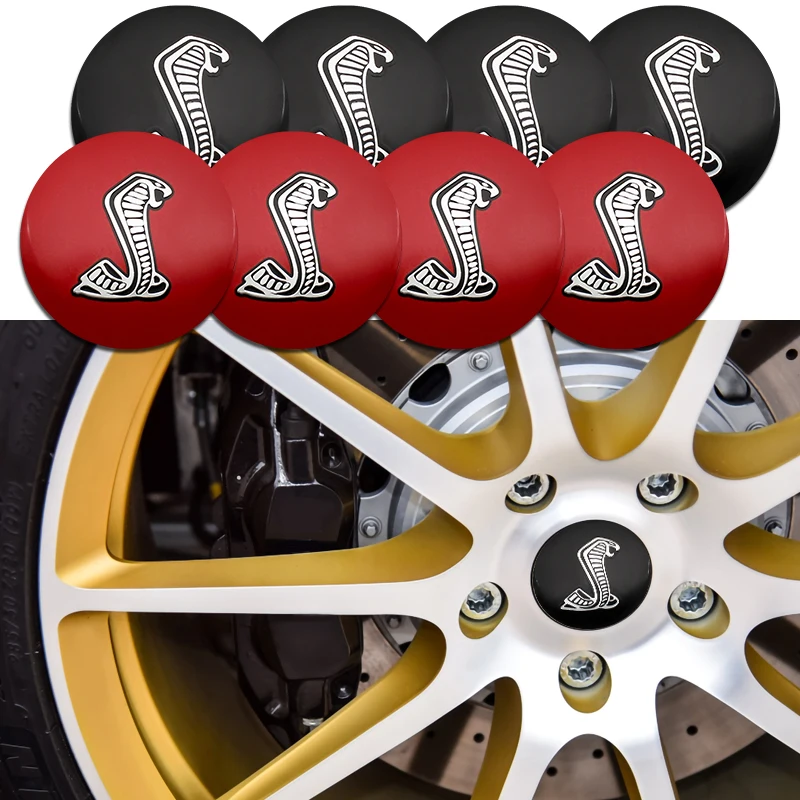 

4pcs 56mm Cobra Snake Emblem Badge Car Wheel Center Hub Caps Stickers For Ford Mustang GT500 SVT Shelby Auto Styling Accessories