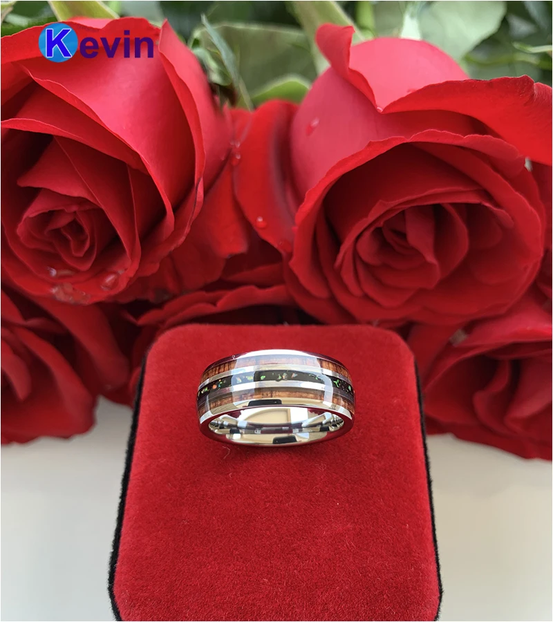 8 мм опал кольцо Вольфрам Карбидное Свадебные заниматься Для мужчин t для женщин с