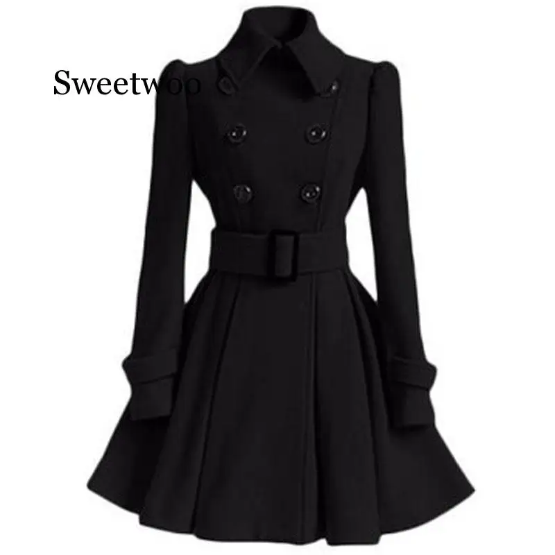 2020 модное осенне-зимнее пальто женские тонкие винтажные двубортные куртки