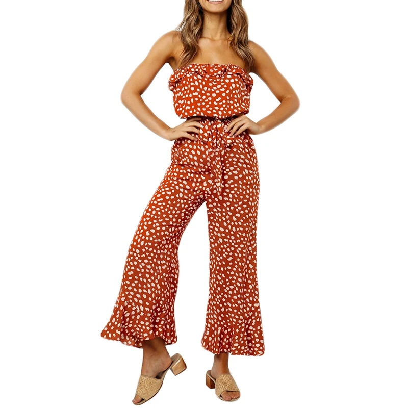 Summer Print Tube Top Jumpsuit Strapless Bandage Jumpsuit