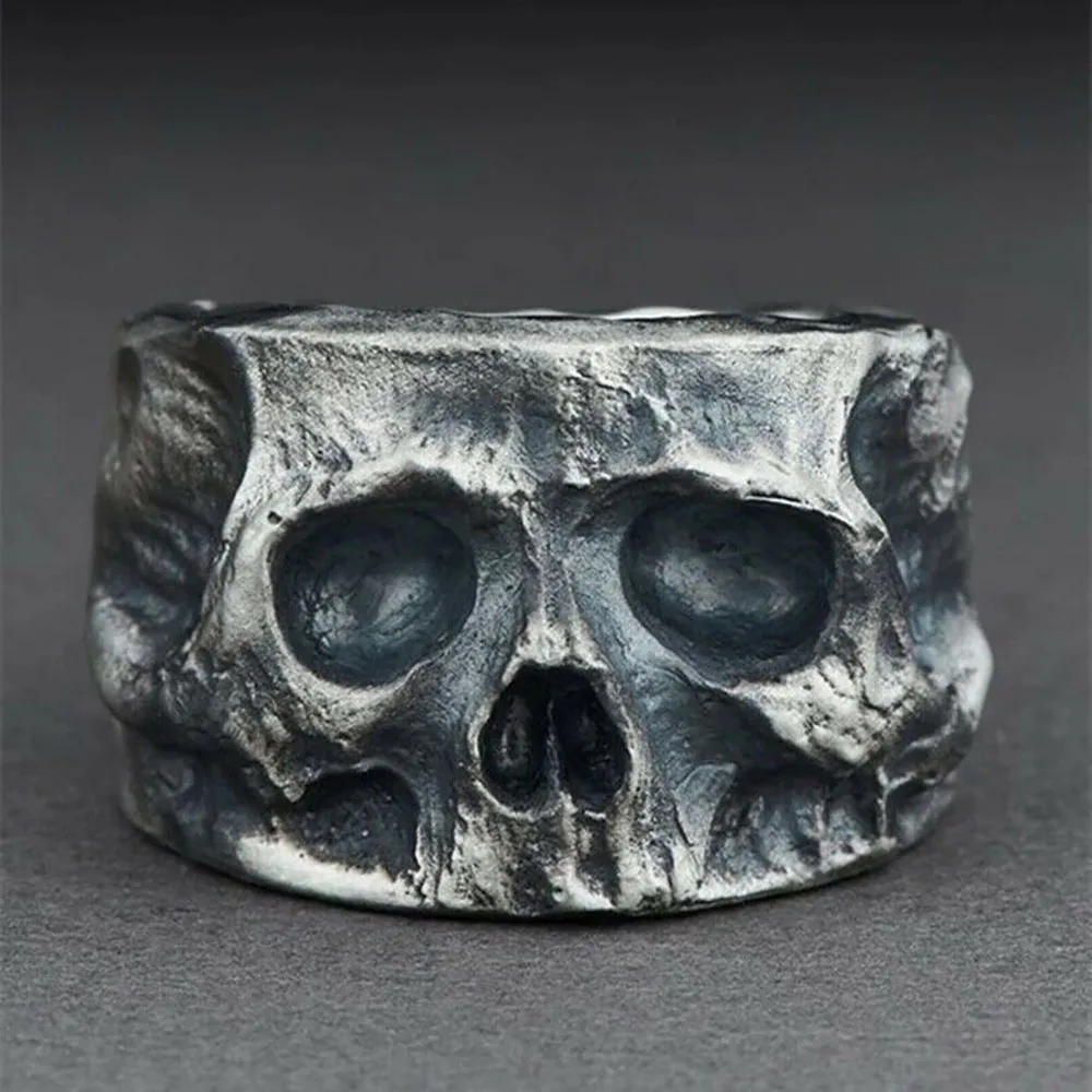 

European and American New Men's Irregular Punk Skull Ring Rock Biker Jewelry Gift Men's Skull Ring Ring