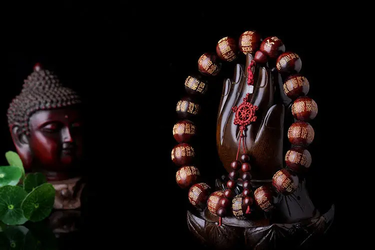 Красное сандаловое дерево тибетское буддистское Писание 18 + 1 четки Мала