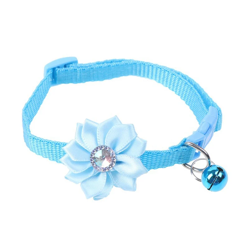 

Dog Collar Rhinestone Pet Cat Flower 1PC Hot Sale Adjustable Puppy Popular Pet Supplies Snap Buckle Bell Kitten Collar