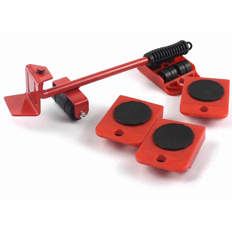 

5Pcs Professional Furniture Transport Lifter tool Set Heavy Stuffs Moving Hand Tools Set Wheel Bar Mover Device