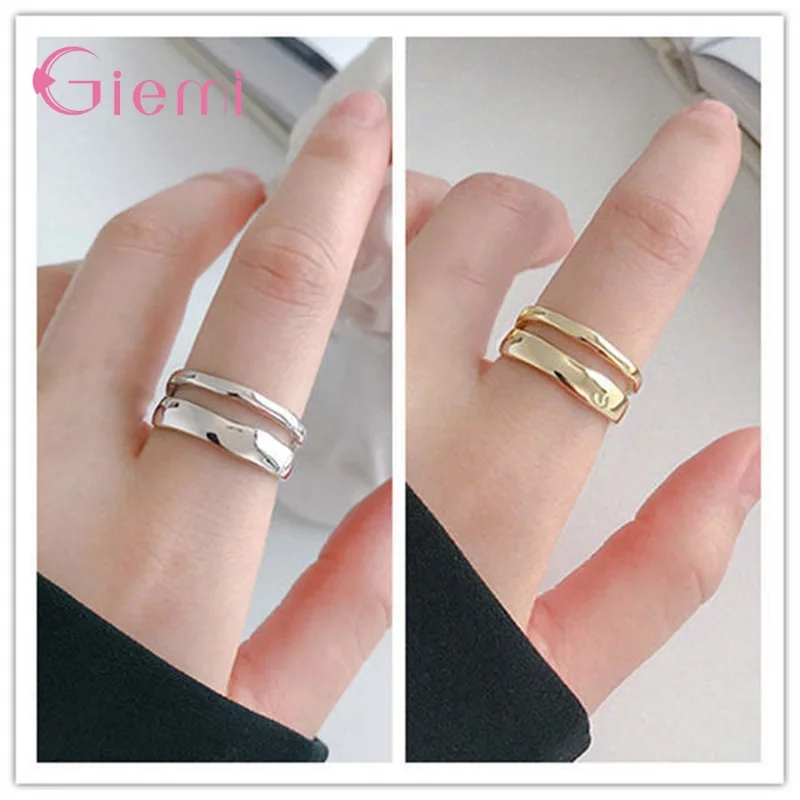

Fashion Simple 925 Sterling Silver Rings Double Layer Women Finger Ring Opening Adjustable Ring Ladies Fine Jewelry Bijoux