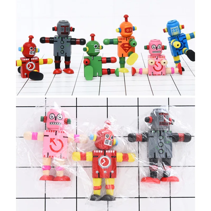 

Wooden Robot Toy Joint Moving Deformation Robot Toy for Kids Home Decoration AN88