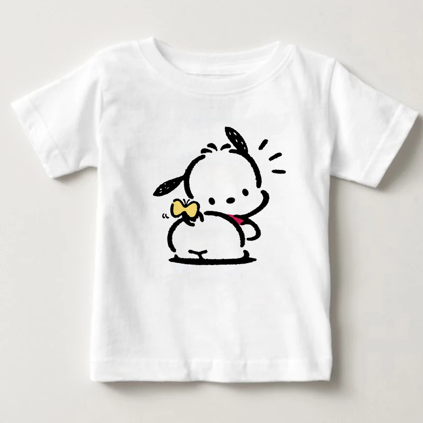 

MJ 2020 Newest Digital Cartoon Printing Children T Shirt Pochacco 2-15 Year Old Boy And Girl Summer T-shirt Pure Cotton Tshirt