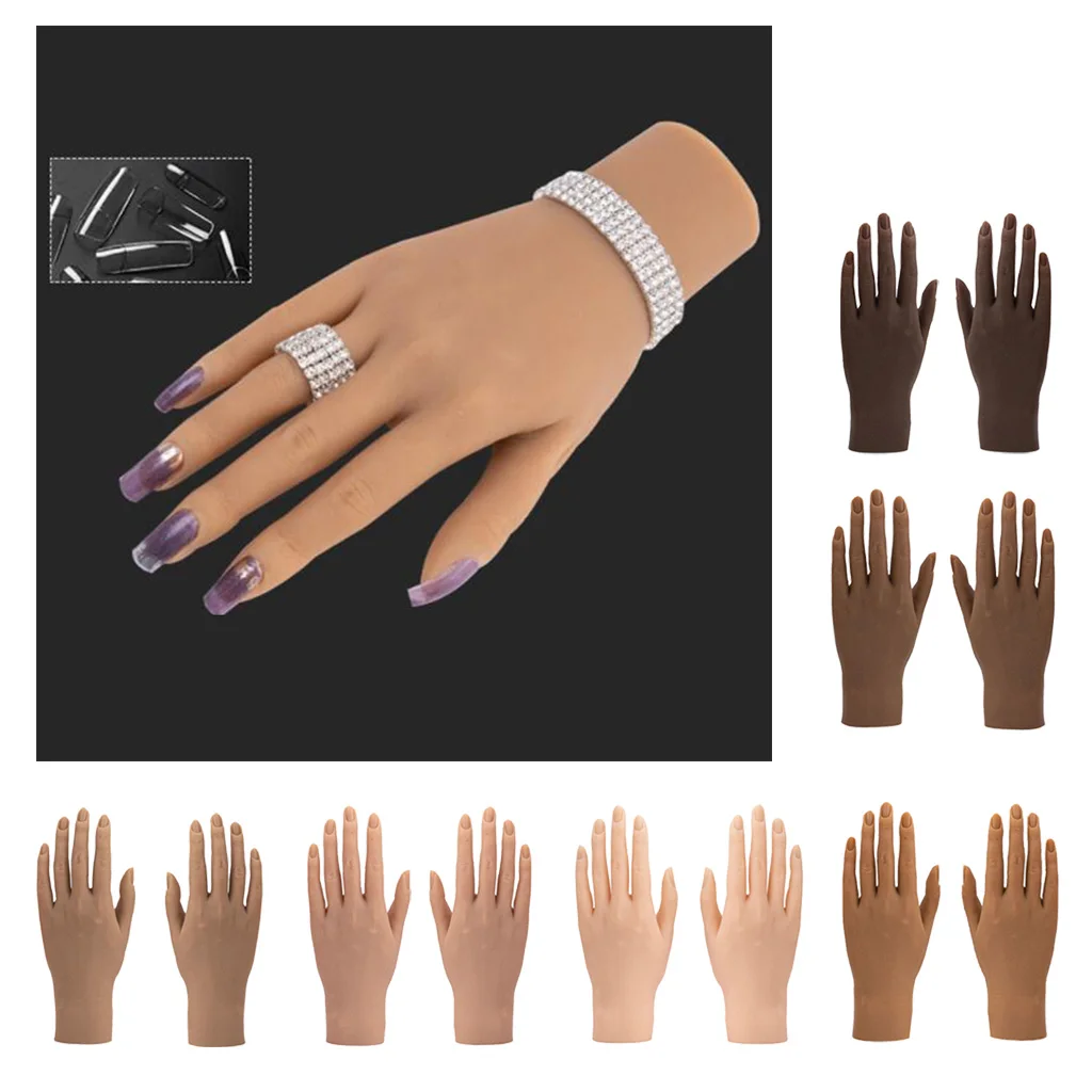 

Nail Practice Hand Professional Practice Hand for Acrylic Nails Silicone Practice Hand With Flexible Finger Adjustment Display