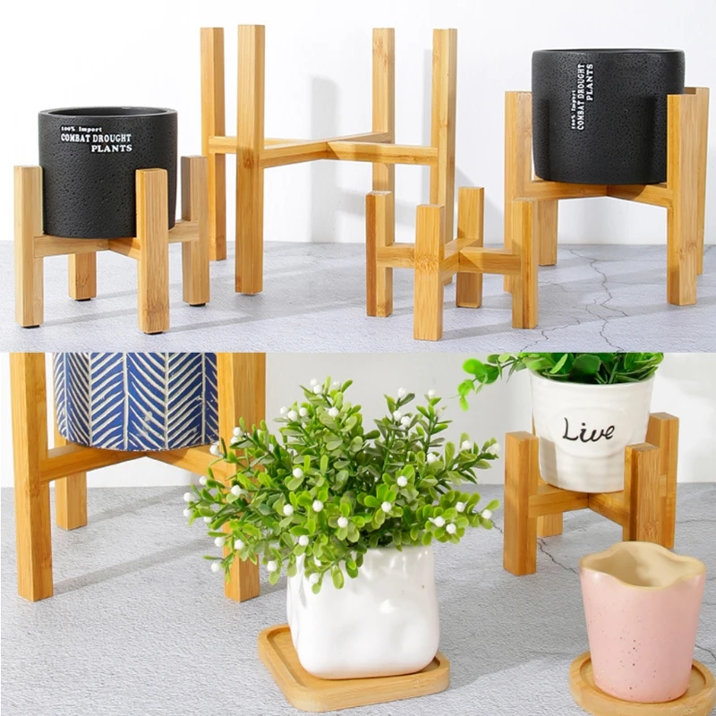 

Four-legged Wood Flower Pot Holder Plant and Succulent Flower Pot Base Display Stand Home Garden Patio Decoration Shelf