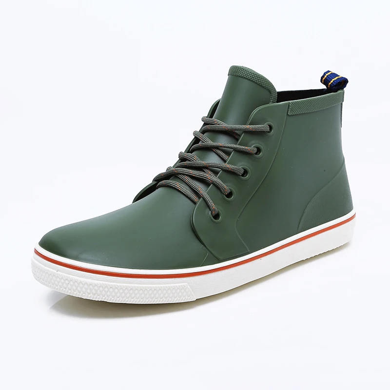 Резиновые резиновые ботинки для мужчин без шнуровки мягкие однотонные галоши