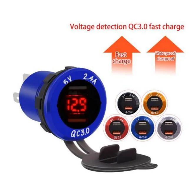 QC 3 0 адаптер питания автомобильное быстрое зарядное устройство светодиодный