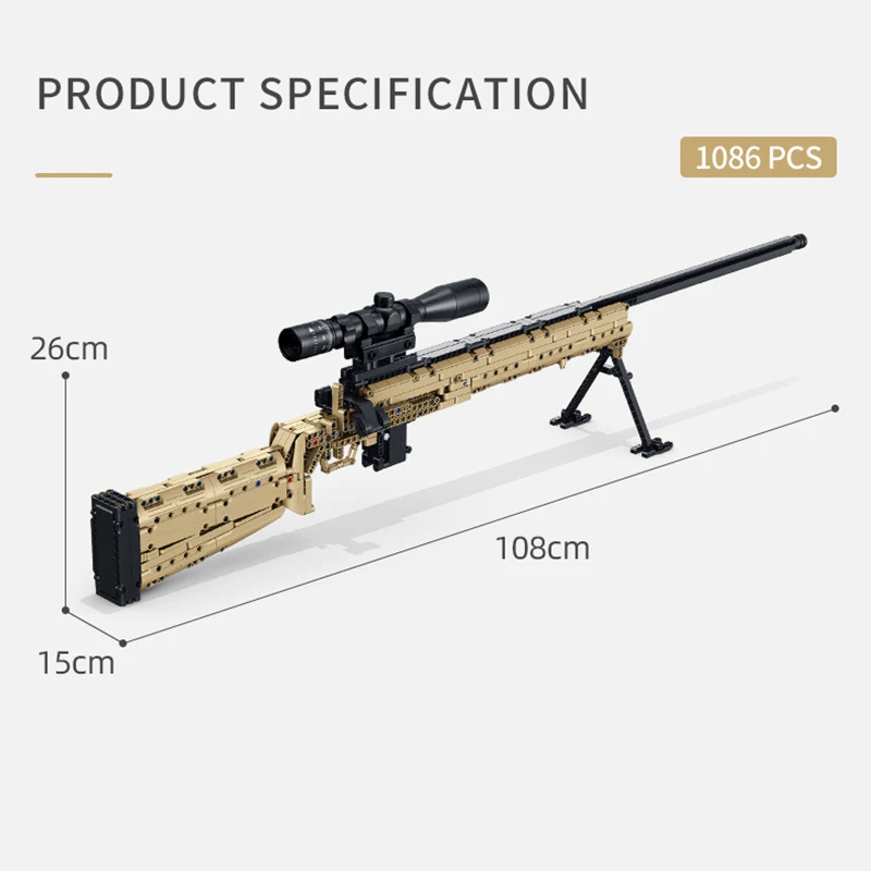 

Military Weapons series M24 Sniper Rifle Gun Model Bricks Building Blocks Toys for Children Gifts Kids Boy 1086Pcs