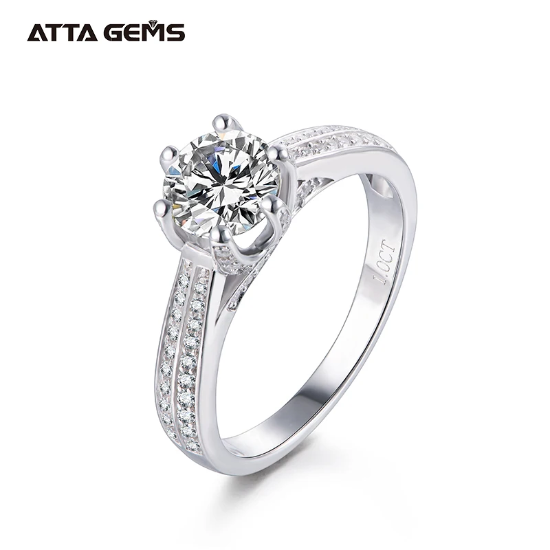 

1 Carat Brilliant Cut Diamond Test Past 6.5mm D Color VVS1 Moissanite Ring Silver 925 Round Gemstone Engagement Ring for Girls