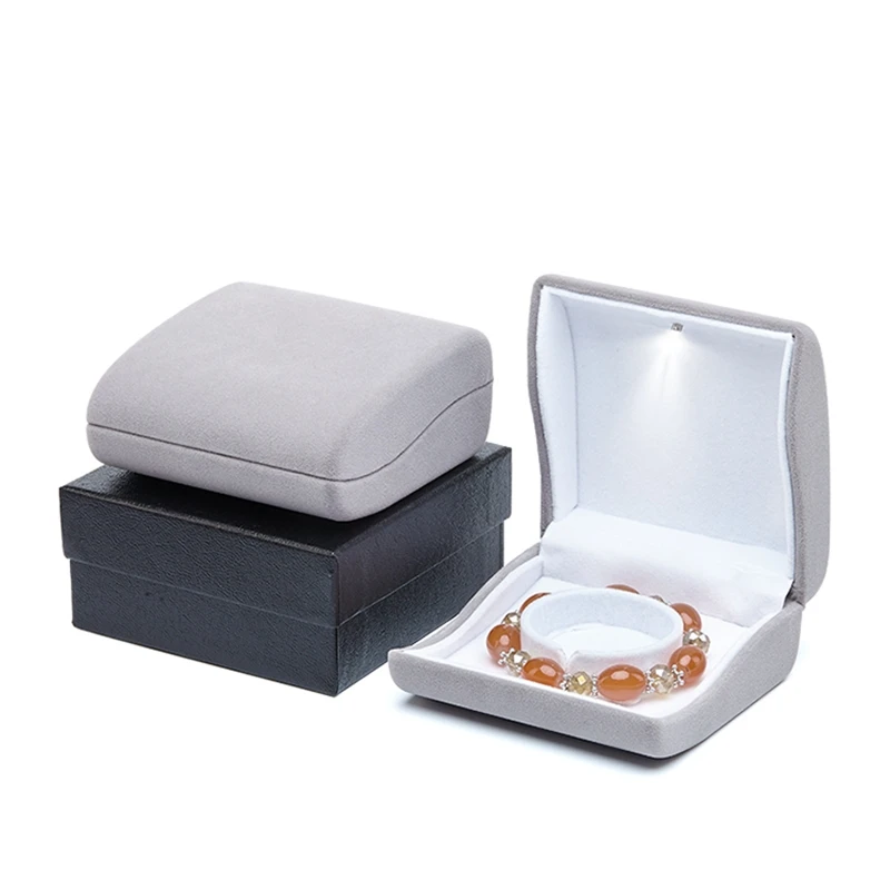 Factory Price High Quality Velvet Jewelry Box Storage Organizer LED Bangle Bracelet Case | Украшения и аксессуары