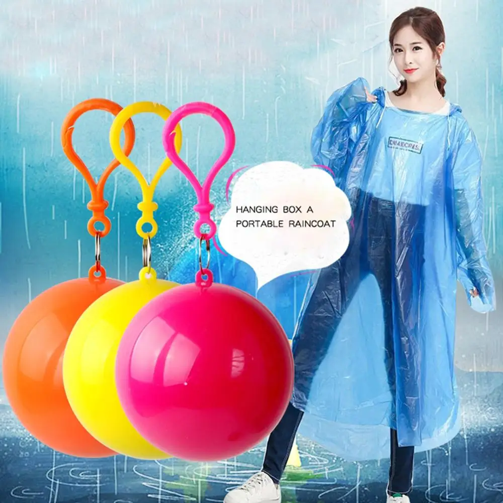 Creative Portable Rain Ponchos Ball for Adults Disposable Extra Thick Emergency Waterproof Raincoat Colorful Poncho with Hook | Дом и сад