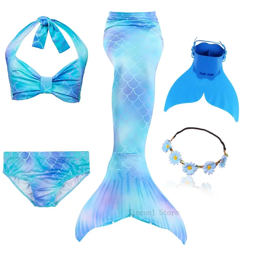 Package 2 NEW The Little Mermaid Tail with Garland Ariel Mermaid Swimsuit for Kids swimmable Bathing Suit Costume Cosplay - Цвет: Package 2