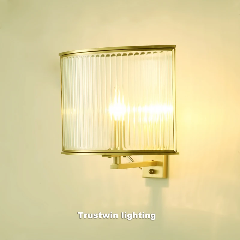 Европейская итальянская Современная медная настенная лампа для фойе коридора