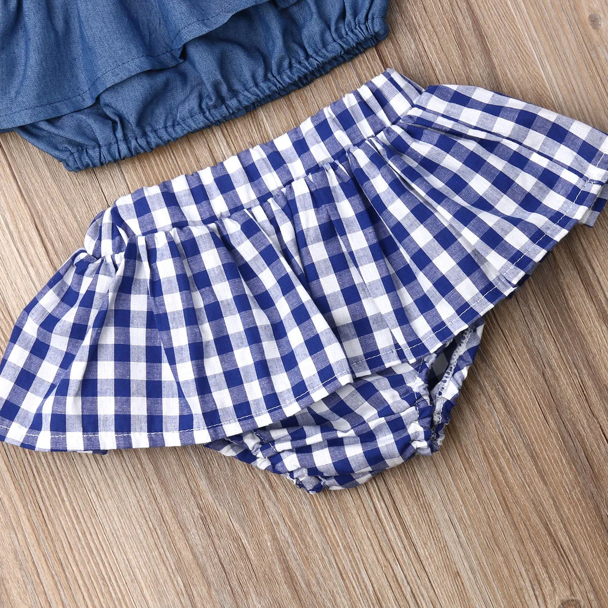 

Pudcoco Infant Baby Girl Clothes Sets 0-3Y Sleeveless Belt Sling Ruffle Vest Tops+Plaid Shorts+Headband 3PCS Outfit Sunsuit