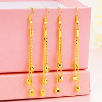 24k gold plated long tassel earrings brass 24k real gold plated womens earrings jewelry