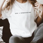 Бог всем футболка Повседневная Женская Кристиан футболка, одежда в стиле унисекс с короткими рукавами религиозная Подвеска 