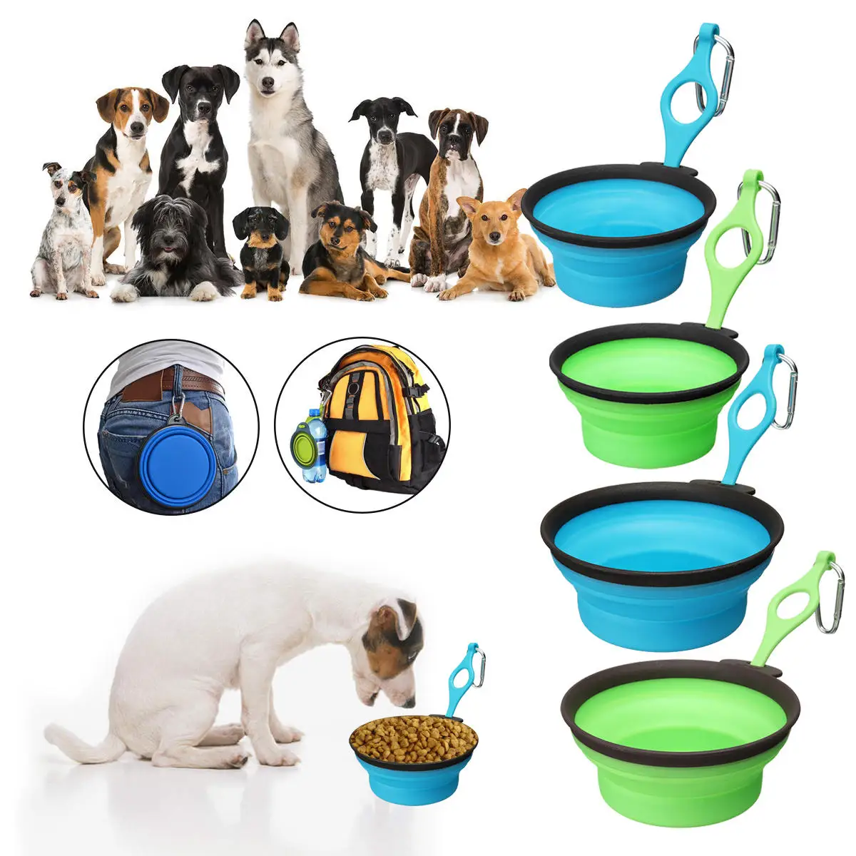 

Pet Silica Gel Bowl Dog Collapsible Silicone Dow Bowl Candy Color Outdoor Travel Portable Puppy Food Container Feeder Dish Q30