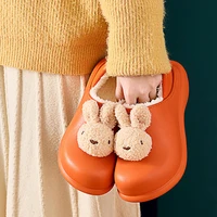 waterproof winter home slippers women plush warm non slip outdoor rabbit bear cotton unisex men slippers comfort soft sole