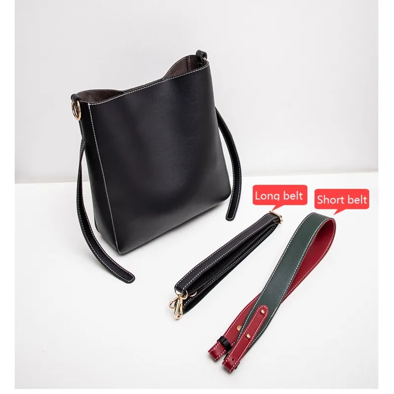 

Large Bucket Shoulder bag women purses and handbags luxury designer Wide strap Women's messenger bags PU Leather Big Totes black