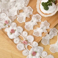 lace ribbons 3d butterfly flower embroidery beaded rhinestone decor patch for bridal wedding dress gift curtain sewing supplies