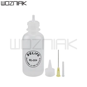Пластиковая прозрачная жидкая спиртовая канифоль Relife 50 мл, припой флюс, фотокапельница + игла
