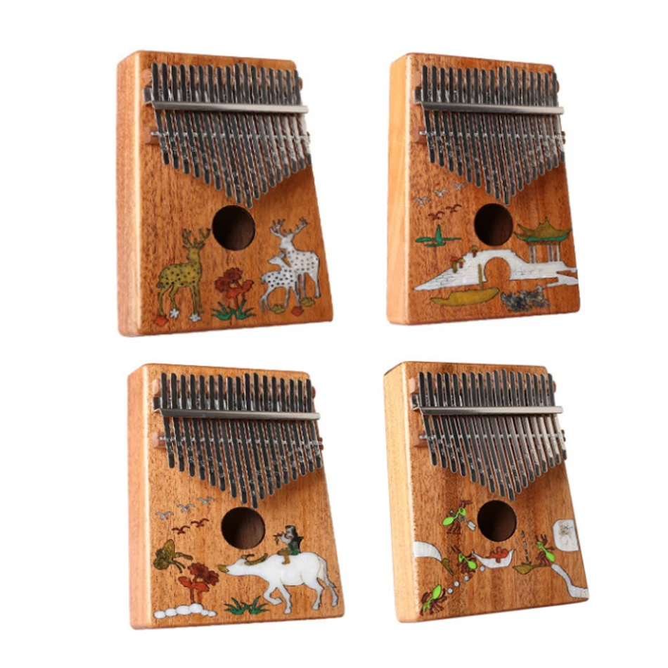 17 клавиш Kalimba декоративный узор большой палец пианино портативный музыкальный