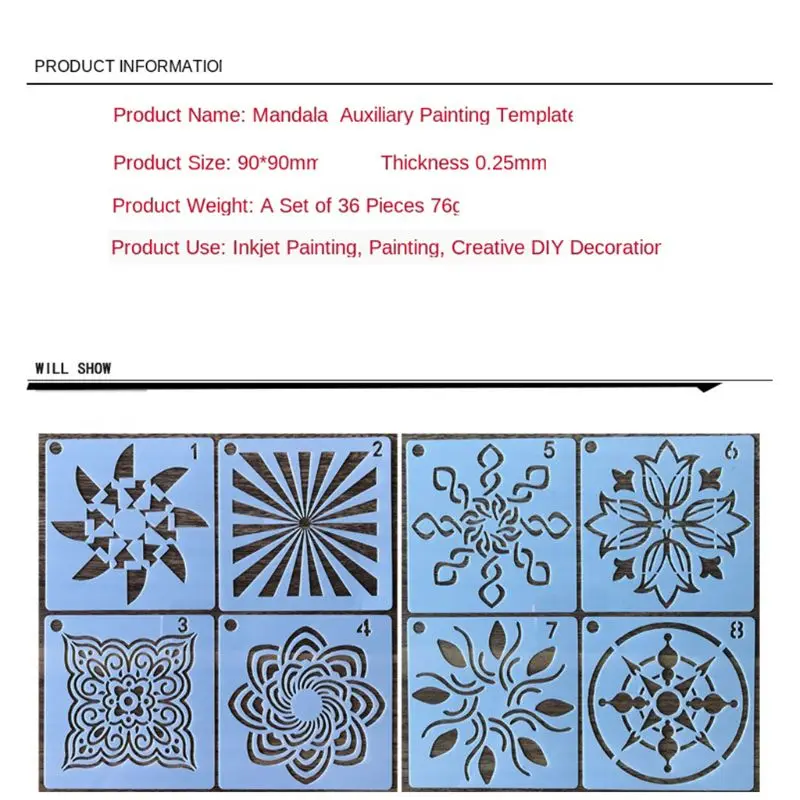 

56 Pack Mandala Dot Painting Templates Stencils, Small Mandala Template Stencils 28GE
