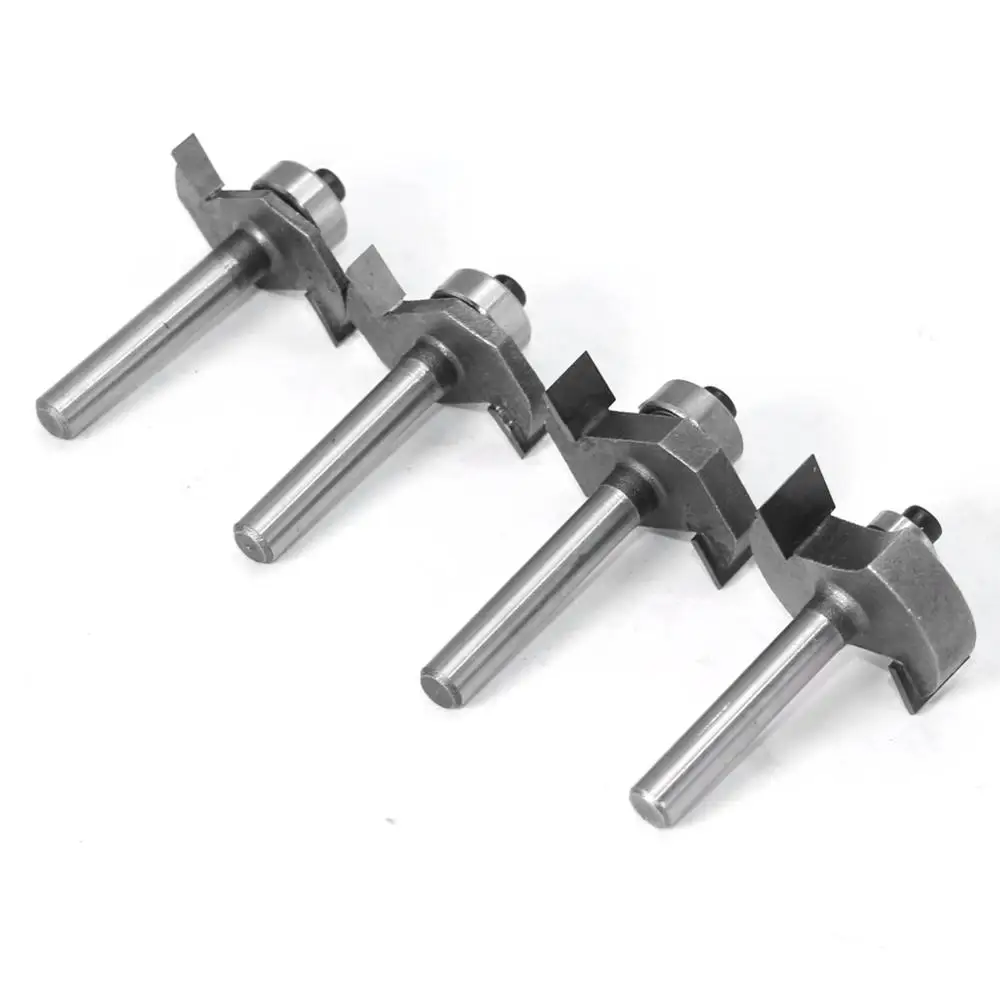 

4PC/Set 1/4" 6.35MM 6MM Shank Milling Cutter Wood Carving T Slot Router Bit Bit with Bearing Wood Slotting T Type Rabbeting Bit