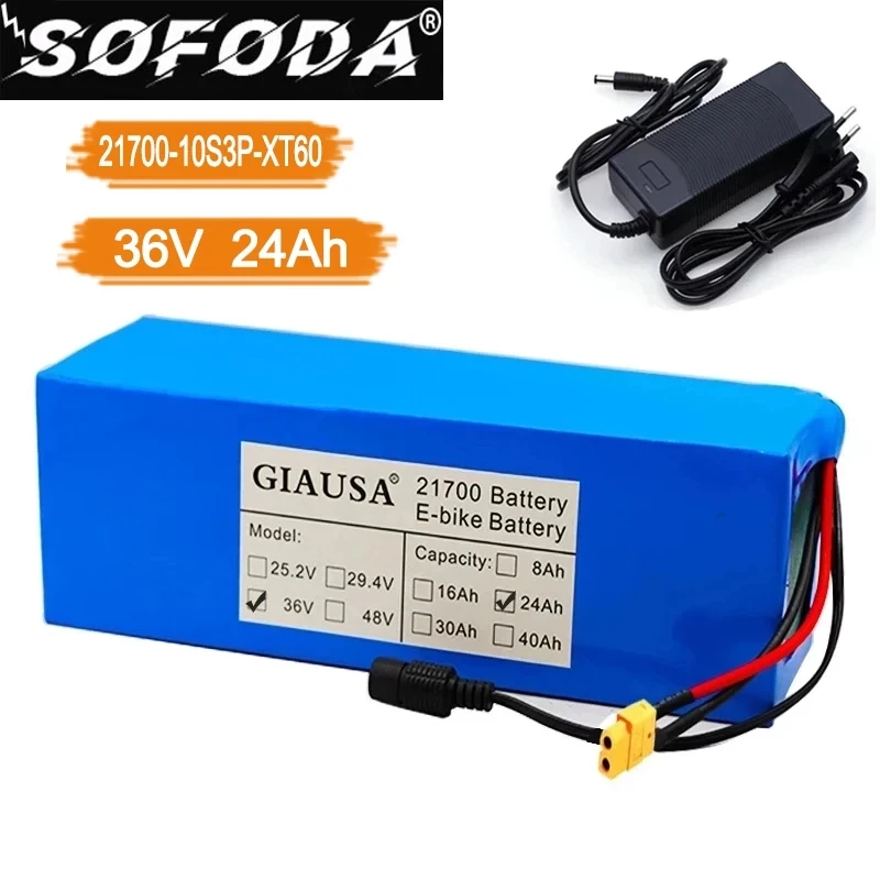 SOFODA 36 В 24 Ач Аккумулятор 10S3P аккумулятор 500 Вт высокой мощности 42 в 24000 мАч для