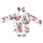 Реквизит для фотосъемки новорожденных Детский Цветочный комбинезон с открытой спиной повязка на голову комплект для младенцев Одежда для фотосъемки