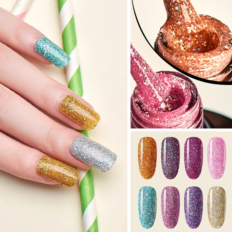 Mtssii 8 мл Для УФ гель лак для ногтей голографический УФ-гель Platinum Радуга мерцание