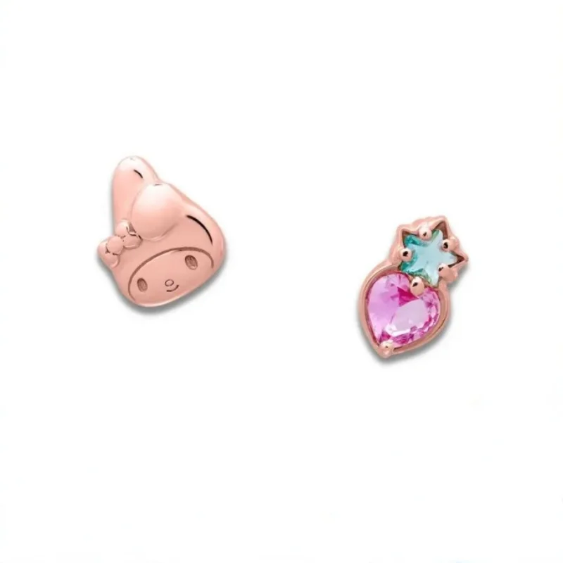 

Earrings Trendy 2020 Anime Mymelody Strawberry Bright Crystal Sterling Silver Stud Earrings Rose Gold Gifts for Women