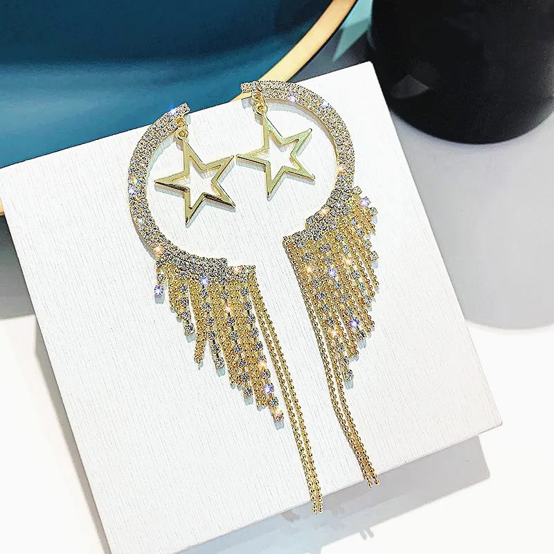 Роскошные Стразы серьги с кисточками в виде большой звезды для женщин новинка 2019