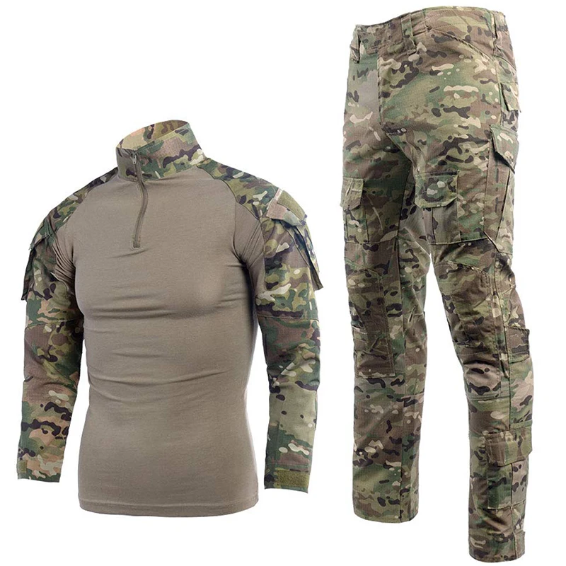 Men Tactical Military Airsoft Suits Zip Multicam Camo Combat Uniform Training Suit Hunting Climbing Shirts Pants Paintball Sets