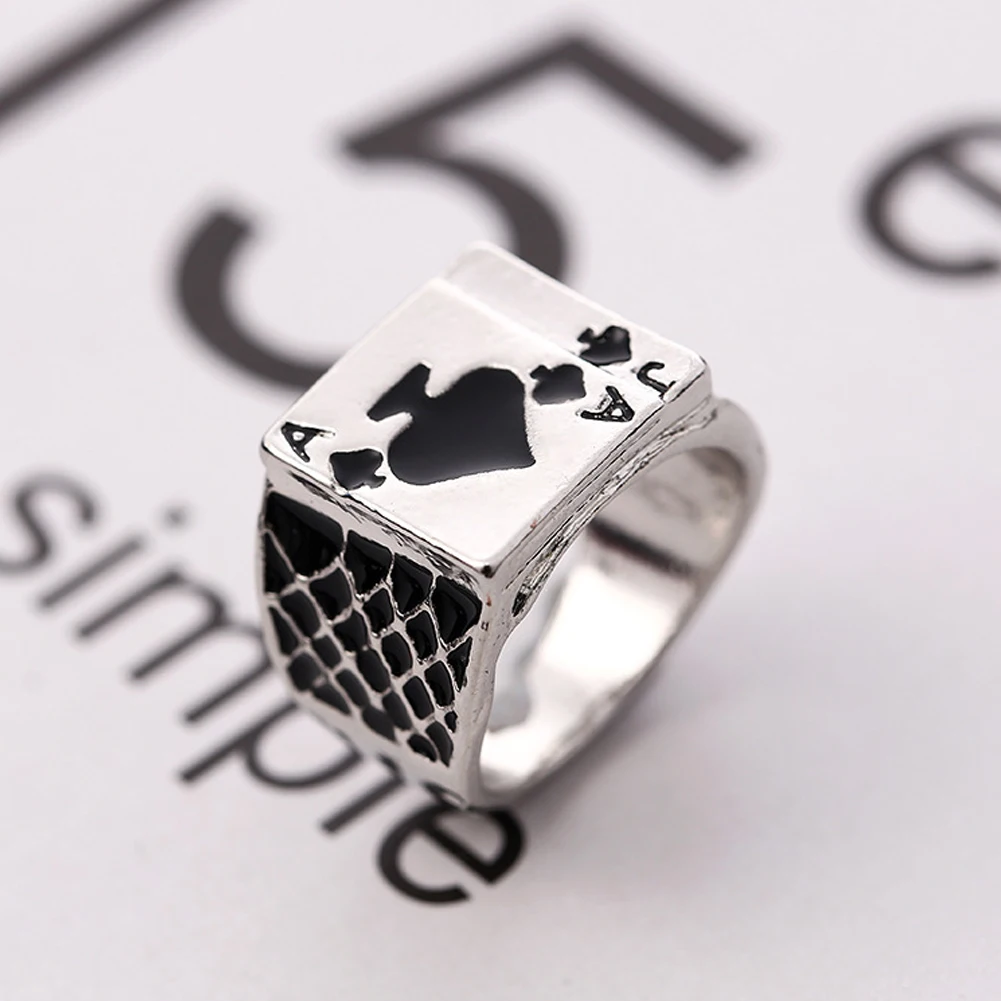 

Spade A Magician Playing Card Rings Silver Color Women Men Accessories Vintage Rings Tibetan Jewelry Hip Hop