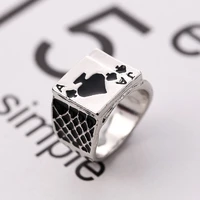 spade a magician playing card rings silver color women men accessories vintage rings tibetan jewelry hip hop